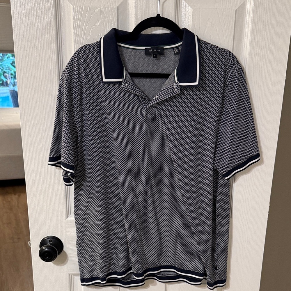 Ted Baker Navy and White Polo Shirt